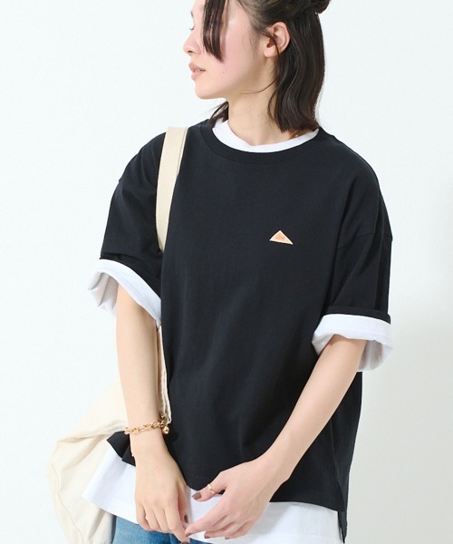KELTY(ケルティ)の「ミニロゴ ハーフスリーヴ ティーシャツ(Tシャツ/カットソー・レディース・ブラック/ホワイト/ネイビー/ベージュ/ヘザーグレー・FREE)」の3枚目の写真