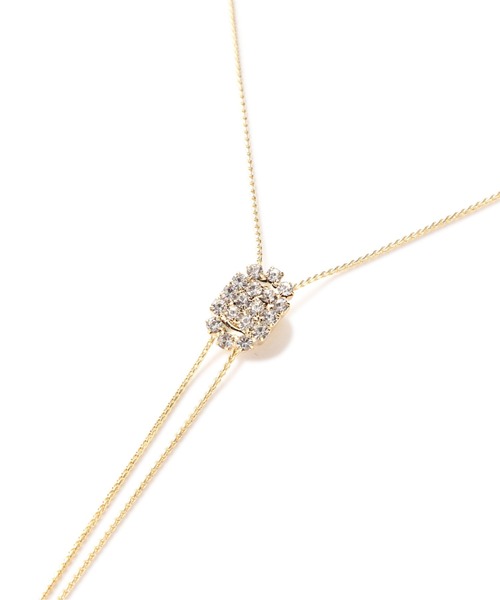 NATURAL BEAUTY BASIC（ナチュラルビューティーベーシック）の「ヘキサゴンビジューループタイネックレス（ネックレス・レディース・シルバー/ゴールド・ﾌﾘ-）」の9枚目の写真