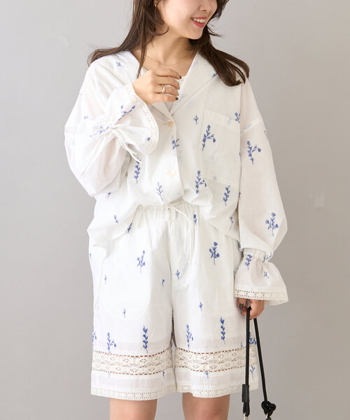 WEB限定】【willow】フラワー刺繍レースシャツジャケット