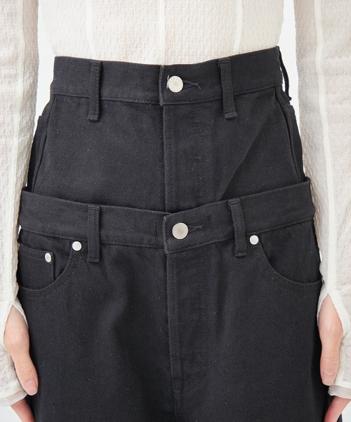 パンツ QUIITO REDENIM W WAIST PANTS BLACK QUITO/キイト】REDENIM W WAIST PT/ダブルウエストパンツ/デニム