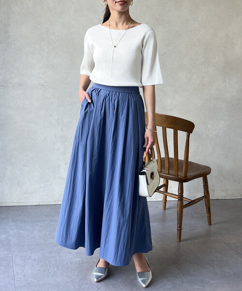 Chez toi（シェトワ）の「コンパクト五分袖プルオーバー（ニット/セーター・レディース・ブラック/ブルー/オフホワイト/ピンク・FREE）」の11枚目の写真