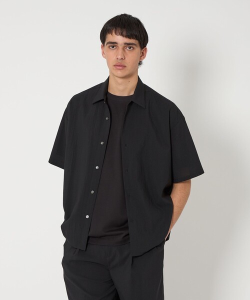 MONKEY TIME（モンキータイム）の「RENU TROシリーズ クロップド ショートスリーブ シャツ -セットアップ対応-（シャツ/ブラウス・メンズ・ネイビー/ブラック/ダークグレー・S/M/L/XL）」の5枚目の写真