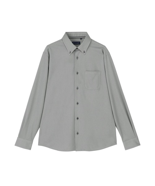 TOKYO SHIRTS(トウキョウシャツ)の「カラーテープ ボタンダウンデザインカジュアル長袖シャツ(ポロシャツ・メンズ・グレー・M/LL/L)」の1枚目の写真