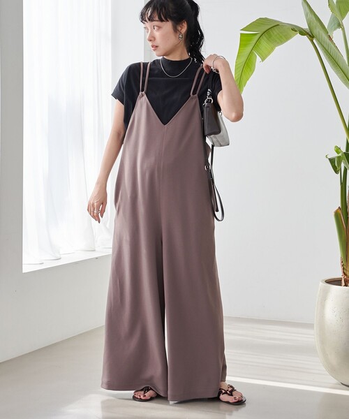 coen(コーエン)の「イージービューティ カットジョーゼット サロペット(サロペット/オーバーオール・レディース・ダークグレー/モカ/ブラック・FREE)」の1枚目の写真