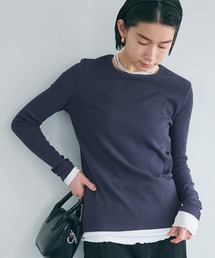 レイヤード細リブ長袖カットソー
