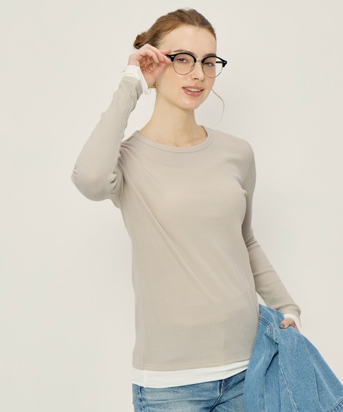 coca(coca)(コカ)の「レイヤード細リブ長袖カットソー(Tシャツ/カットソー・レディース・ネイビー/グレー/ベージュ・S/M/L)」の14枚目の写真