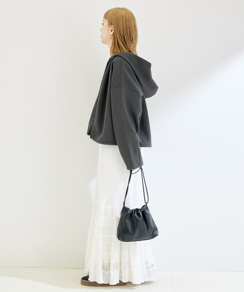 B.C STOCK（ベーセーストック）の「ダンボールドロストフーディ（パーカー・レディース・ライトグレー/チャコールグレー・FREE）」の4枚目の写真