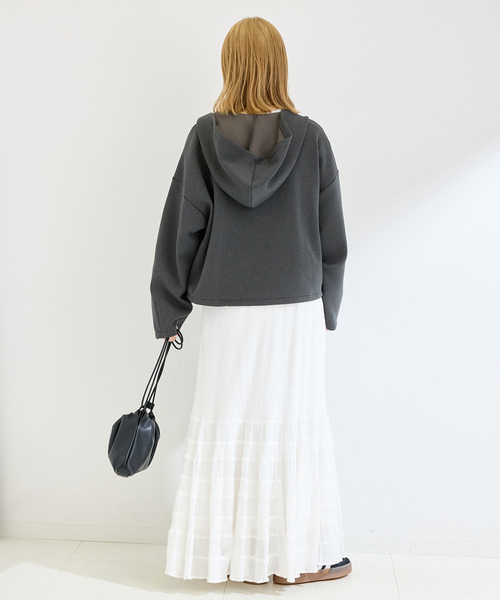 B.C STOCK（ベーセーストック）の「ダンボールドロストフーディ（パーカー・レディース・ライトグレー/チャコールグレー・FREE）」の5枚目の写真