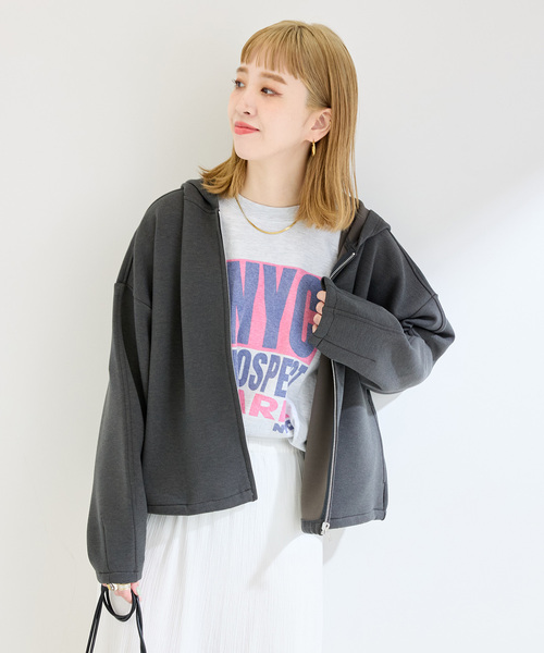 B.C STOCK（ベーセーストック）の「ダンボールドロストフーディ（パーカー・レディース・ライトグレー/チャコールグレー・FREE）」の6枚目の写真