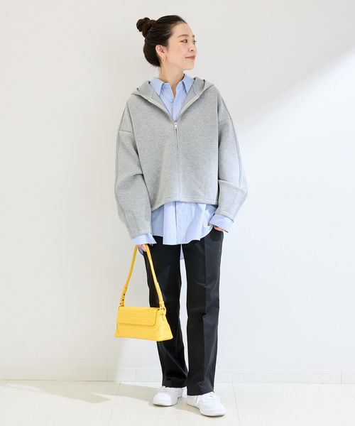 B.C STOCK（ベーセーストック）の「ダンボールドロストフーディ（パーカー・レディース・ライトグレー/チャコールグレー・FREE）」の9枚目の写真