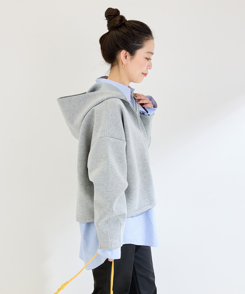 B.C STOCK（ベーセーストック）の「ダンボールドロストフーディ（パーカー・レディース・ライトグレー/チャコールグレー・FREE）」の13枚目の写真