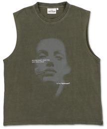 SPINNS | ヴィンテージライクピグメントノースリーブTシャツ/ガールプリント(Tシャツ/カットソー)