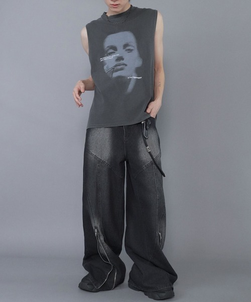 SPINNS（スピンズ）の「ヴィンテージライクピグメントノースリーブTシャツ/ガールプリント（Tシャツ/カットソー・メンズ・ブラック/カーキ・ONESIZE）」の12枚目の写真