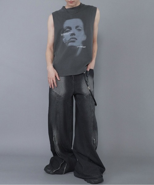 SPINNS（スピンズ）の「ヴィンテージライクピグメントノースリーブTシャツ/ガールプリント（Tシャツ/カットソー・メンズ・ブラック/カーキ・ONESIZE）」の15枚目の写真