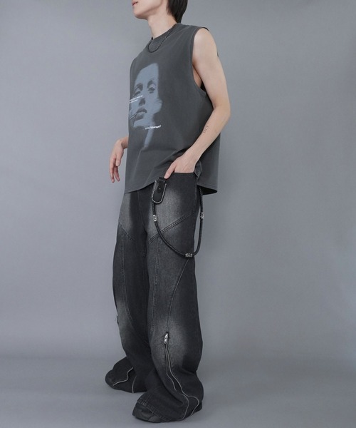 SPINNS（スピンズ）の「ヴィンテージライクピグメントノースリーブTシャツ/ガールプリント（Tシャツ/カットソー・メンズ・ブラック/カーキ・ONESIZE）」の16枚目の写真