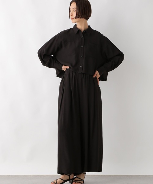 LEPSIM（レプシィム）の「シャツ＊タックワイドパンツ《2点セット》　320858（その他パンツ・レディース・チャコールグレー/ブラック・FREE）」の2枚目の写真