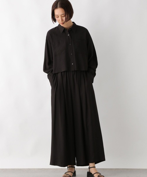 LEPSIM（レプシィム）の「シャツ＊タックワイドパンツ《2点セット》　320858（その他パンツ・レディース・チャコールグレー/ブラック・FREE）」の3枚目の写真