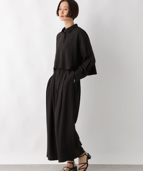 LEPSIM（レプシィム）の「シャツ＊タックワイドパンツ《2点セット》　320858（その他パンツ・レディース・チャコールグレー/ブラック・FREE）」の4枚目の写真