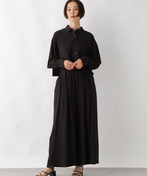 LEPSIM（レプシィム）の「シャツ＊タックワイドパンツ《2点セット》　320858（その他パンツ・レディース・チャコールグレー/ブラック・FREE）」の5枚目の写真