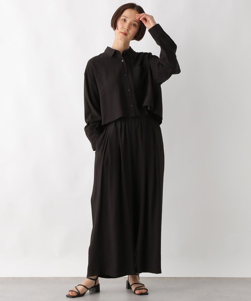 LEPSIM（レプシィム）の「シャツ＊タックワイドパンツ《2点セット》　320858（その他パンツ・レディース・チャコールグレー/ブラック・FREE）」の9枚目の写真