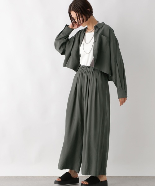 LEPSIM（レプシィム）の「シャツ＊タックワイドパンツ《2点セット》　320858（その他パンツ・レディース・チャコールグレー/ブラック・FREE）」の14枚目の写真