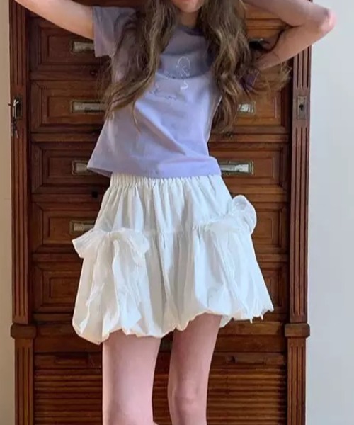 ampm（エーエムピーエム）の「シアーリボンバルーンスカート（スカート・レディース・ブラック/ホワイト・FREE）」の13枚目の写真