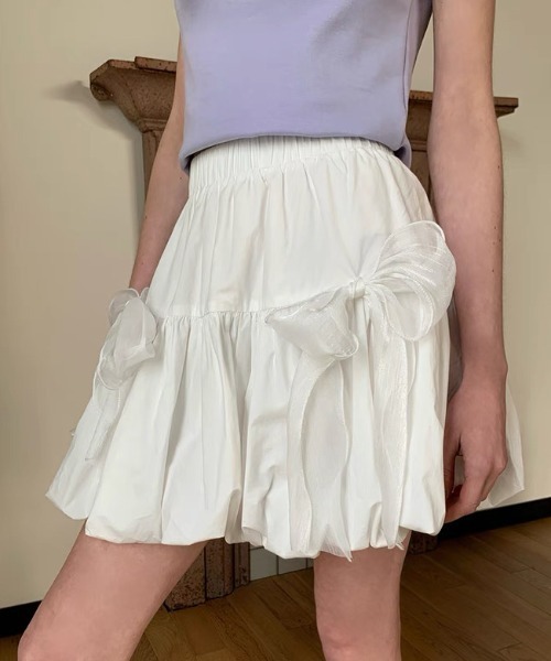 ampm（エーエムピーエム）の「シアーリボンバルーンスカート（スカート・レディース・ブラック/ホワイト・FREE）」の21枚目の写真