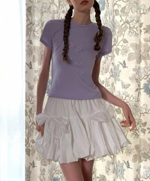 ampm（エーエムピーエム）の「シアーリボンバルーンスカート（スカート・レディース・ブラック/ホワイト・FREE）」の18枚目の写真