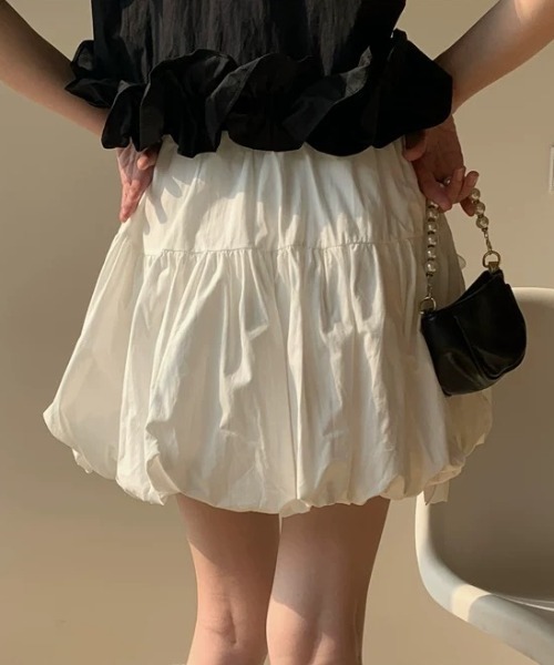 ampm（エーエムピーエム）の「シアーリボンバルーンスカート（スカート・レディース・ブラック/ホワイト・FREE）」の10枚目の写真