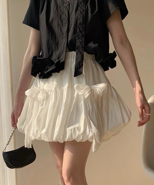 ampm（エーエムピーエム）の「シアーリボンバルーンスカート（スカート・レディース・ブラック/ホワイト・FREE）」の7枚目の写真