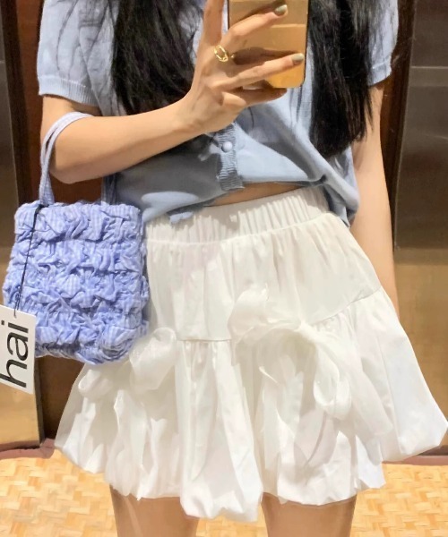 ampm（エーエムピーエム）の「シアーリボンバルーンスカート（スカート・レディース・ブラック/ホワイト・FREE）」の22枚目の写真