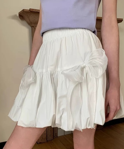 ampm（エーエムピーエム）の「シアーリボンバルーンスカート（スカート・レディース・ブラック/ホワイト・FREE）」の12枚目の写真
