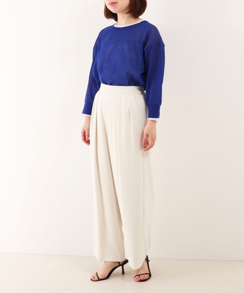 MICO COULIER（ミコクリエ）の「タックワイドパンツ（その他パンツ・レディース・ネイビー/オフホワイト・36/38）」の4枚目の写真