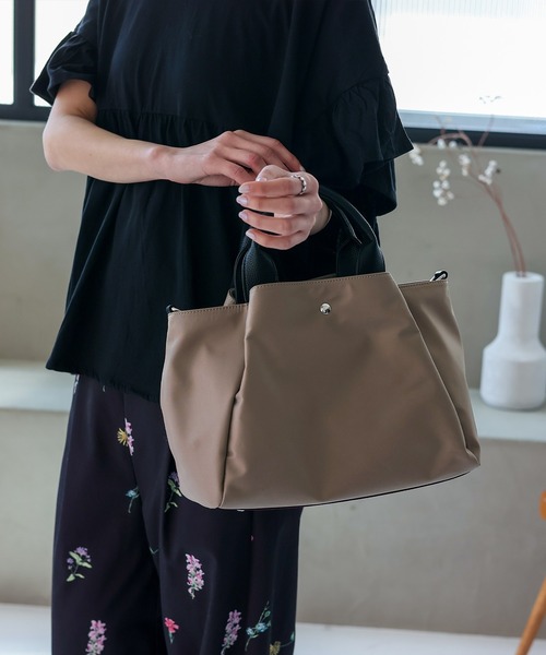 GOODENOUGH トート　ショルダー　2way バッグ　アイボリー/ブラック 2way エコレザーショルダートートバッグ【韓国ファッション