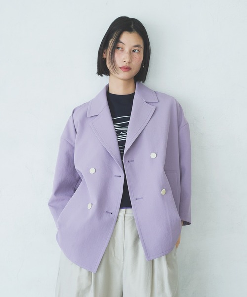 LA MARINE FRANCAISE（マリン フランセーズ）の「Proshell air ダブルジャケット（テーラードジャケット・レディース・ベージュ/パープル/ネイビー・FREE）」の2枚目の写真