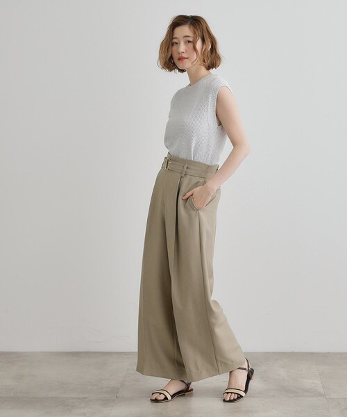 grove（グローブ）の「デニムライクベルト付きワイドパンツ（その他パンツ・レディース・カーキ/ネイビー/ライトグレー・03/02/01/04/05）」の8枚目の写真