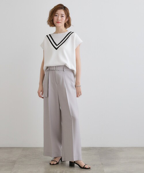 grove（グローブ）の「デニムライクベルト付きワイドパンツ（その他パンツ・レディース・カーキ/ネイビー/ライトグレー・03/02/01/04/05）」の17枚目の写真