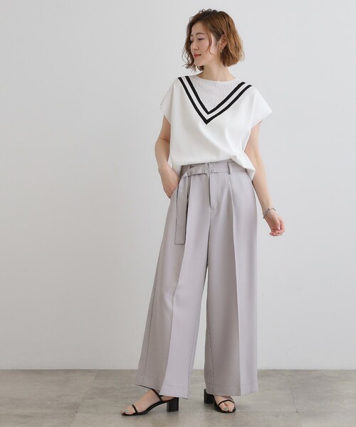 grove（グローブ）の「デニムライクベルト付きワイドパンツ（その他パンツ・レディース・カーキ/ネイビー/ライトグレー・03/02/01/04/05）」の18枚目の写真