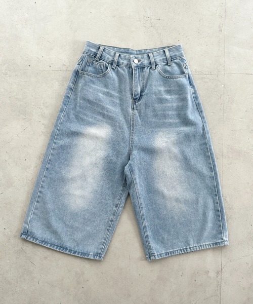 Bamm(バム)の「デニムハーフワイドパンツ(デニムパンツ・レディース・ブラック/ライトブルー・M/L)」の19枚目の写真