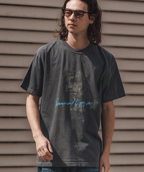 CAMBIO(カンビオ)の「mt9730- ピグメントTシャツ_Jesus(Tシャツ/カットソー・メンズ・アイボリー/ブラック系その他/イエロー系その他・S/M/L/XL)」の3枚目の写真