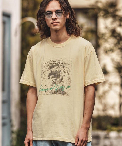 CAMBIO(カンビオ)の「mt9730- ピグメントTシャツ_Jesus(Tシャツ/カットソー・メンズ・アイボリー/ブラック系その他/イエロー系その他・S/M/L/XL)」の5枚目の写真