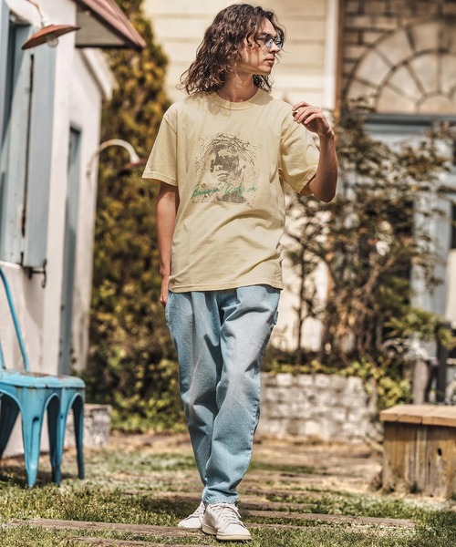 CAMBIO(カンビオ)の「mt9730- ピグメントTシャツ_Jesus(Tシャツ/カットソー・メンズ・アイボリー/ブラック系その他/イエロー系その他・S/M/L/XL)」の7枚目の写真
