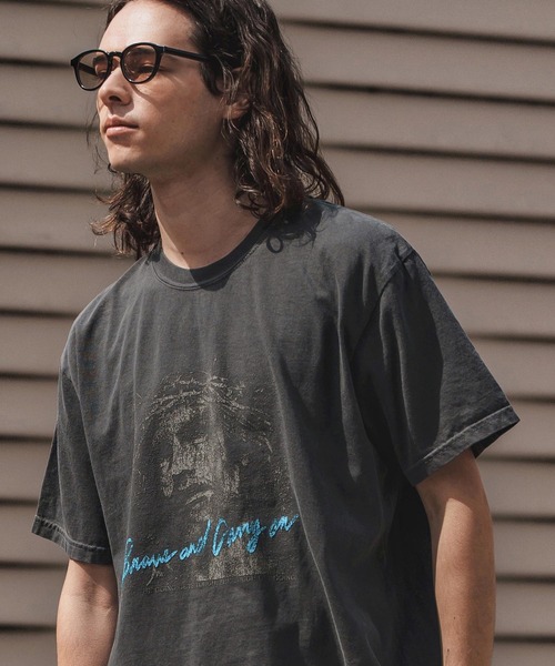 CAMBIO(カンビオ)の「mt9730- ピグメントTシャツ_Jesus(Tシャツ/カットソー・メンズ・アイボリー/ブラック系その他/イエロー系その他・S/M/L/XL)」の10枚目の写真