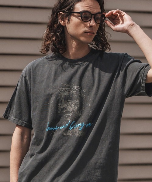 CAMBIO(カンビオ)の「mt9730- ピグメントTシャツ_Jesus(Tシャツ/カットソー・メンズ・アイボリー/ブラック系その他/イエロー系その他・S/M/L/XL)」の11枚目の写真
