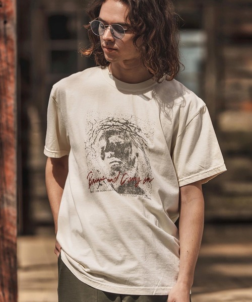 CAMBIO(カンビオ)の「mt9730- ピグメントTシャツ_Jesus(Tシャツ/カットソー・メンズ・アイボリー/ブラック系その他/イエロー系その他・S/M/L/XL)」の15枚目の写真