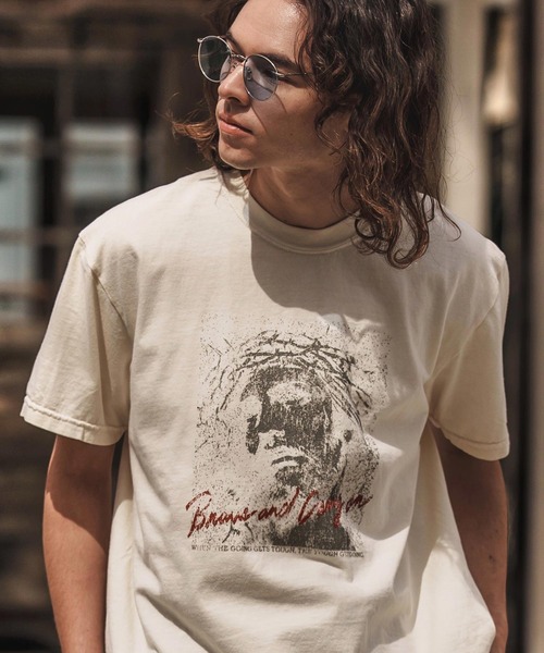 CAMBIO(カンビオ)の「mt9730- ピグメントTシャツ_Jesus(Tシャツ/カットソー・メンズ・アイボリー/ブラック系その他/イエロー系その他・S/M/L/XL)」の16枚目の写真