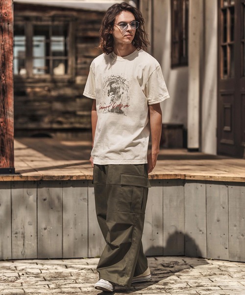 CAMBIO(カンビオ)の「mt9730- ピグメントTシャツ_Jesus(Tシャツ/カットソー・メンズ・アイボリー/ブラック系その他/イエロー系その他・S/M/L/XL)」の20枚目の写真