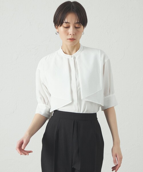 CAST:(キャストコロン)の「【オンでもオフでも活躍】レイヤードショートスリーブブラウス(シャツ/ブラウス・レディース・ホワイト/ネイビー/ブルー系その他2・S/M)」の2枚目の写真