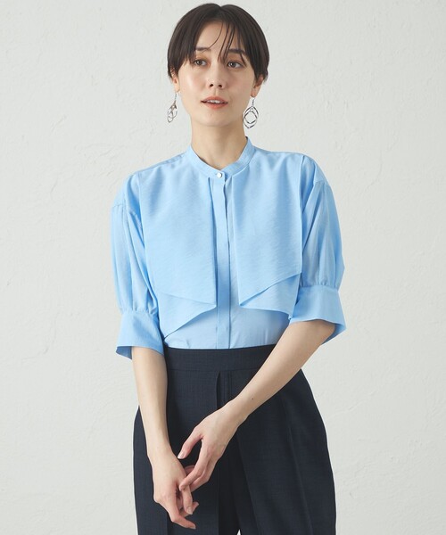 CAST:(キャストコロン)の「【オンでもオフでも活躍】レイヤードショートスリーブブラウス(シャツ/ブラウス・レディース・ホワイト/ネイビー/ブルー系その他2・S/M)」の3枚目の写真