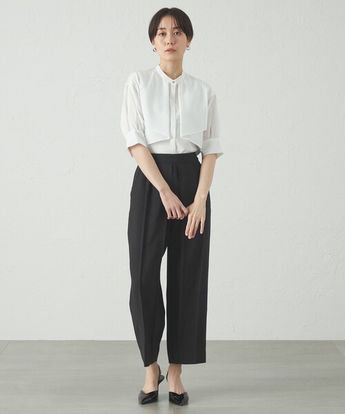 CAST:(キャストコロン)の「【オンでもオフでも活躍】レイヤードショートスリーブブラウス(シャツ/ブラウス・レディース・ホワイト/ネイビー/ブルー系その他2・S/M)」の4枚目の写真